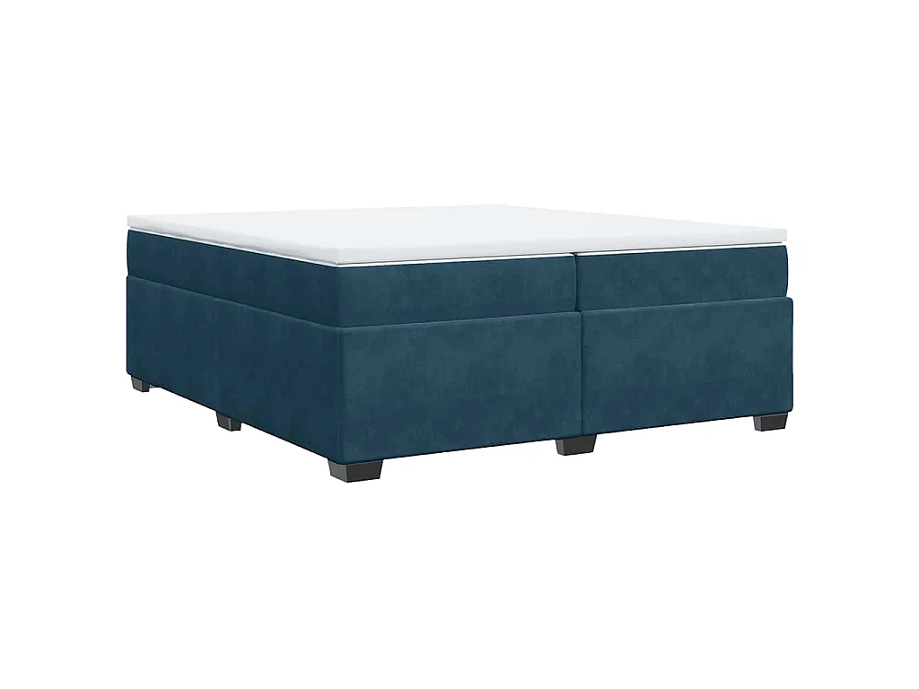 Cama box spring con colchón terciopelo azul oscuro 200x200 cm