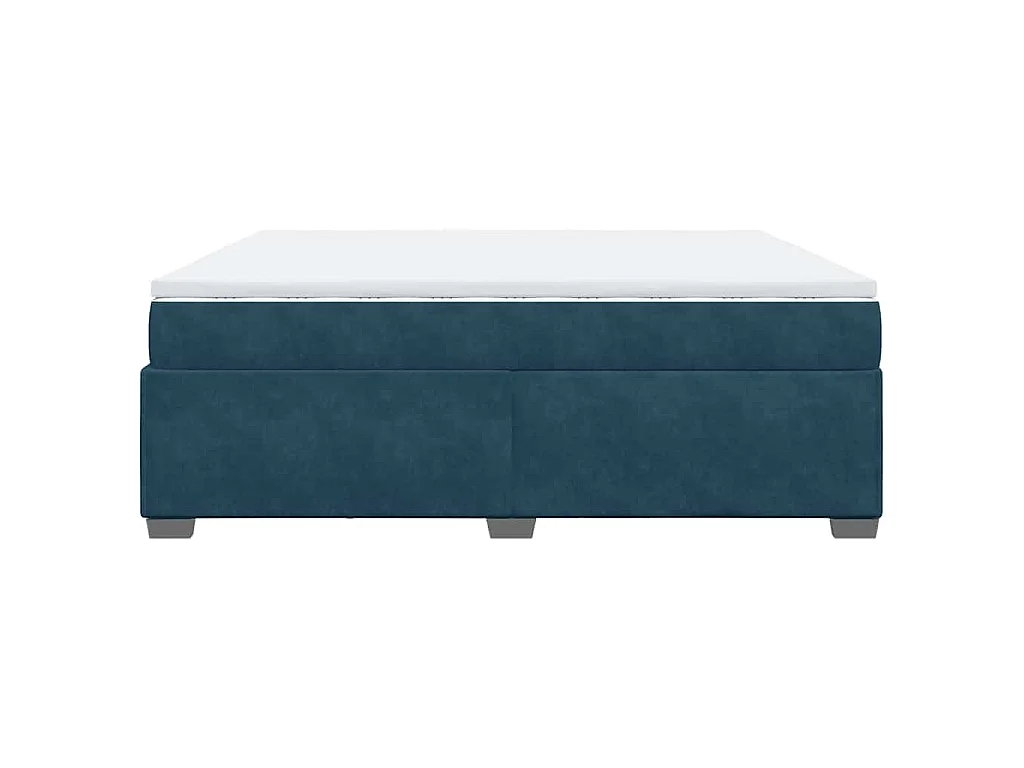 Cama box spring con colchón terciopelo azul oscuro 200x200 cm