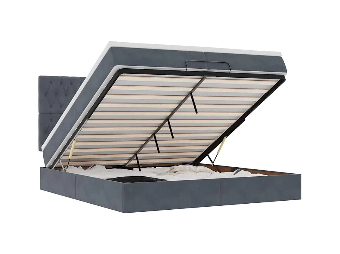 Ottoman-Bett mit Matratzen Dunkelgrau 200x200 cm Samt