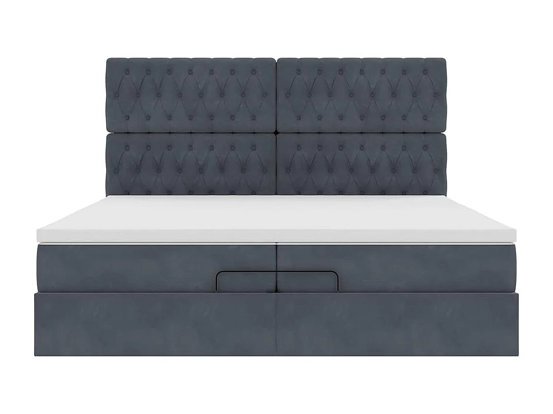 Ottoman-Bett mit Matratzen Dunkelgrau 200x200 cm Samt