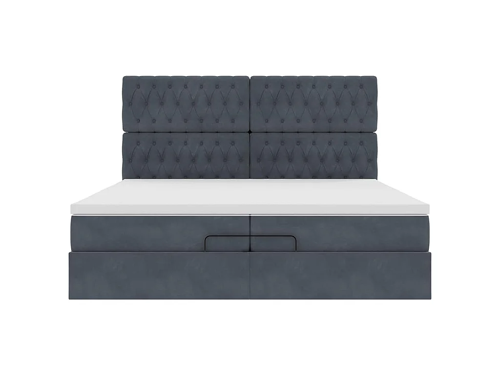 Cadre de lit ottoman avec matelas gris foncé 200x200 cm velours
