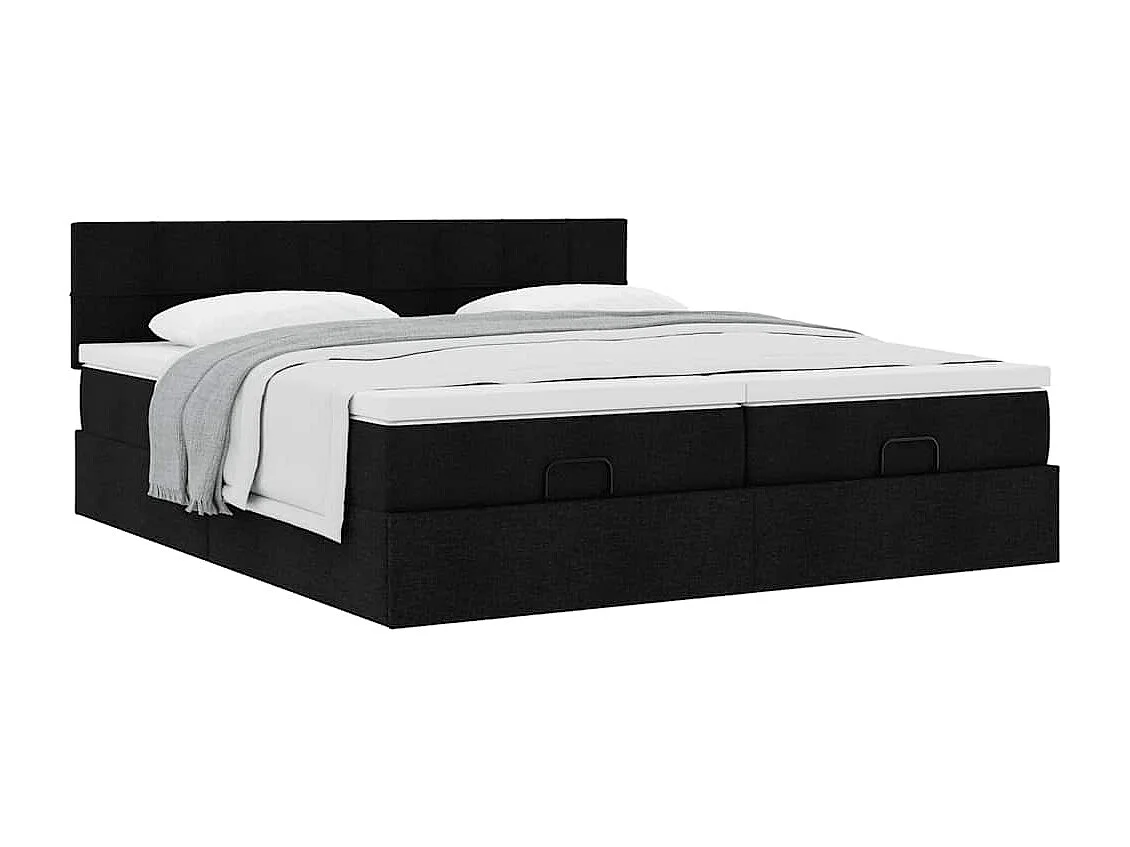 Ottoman bed met matrassen 200x200cm stof zwart