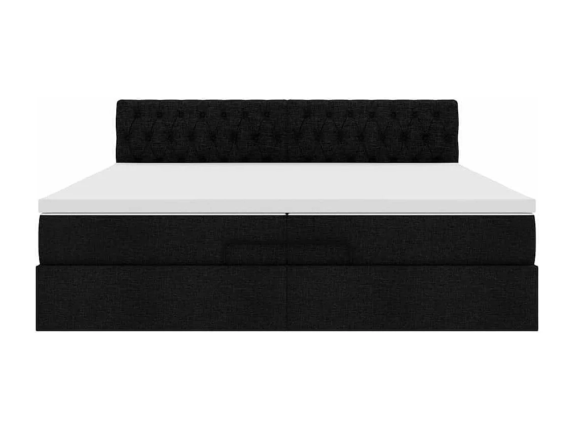 Ottoman-Bett mit Matratzen & LEDs Schwarz 200x200 cm Stoff