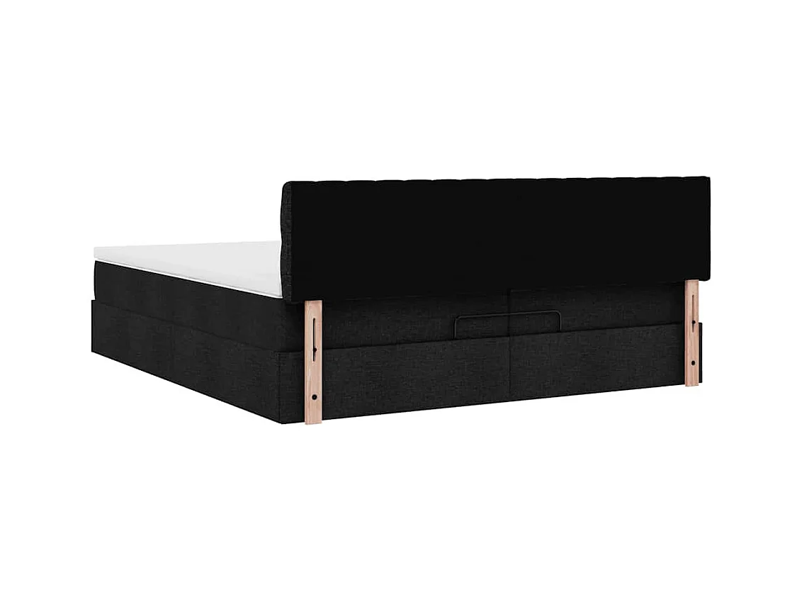 Cadre de lit ottoman avec matelas noir 200x200cm tissu
