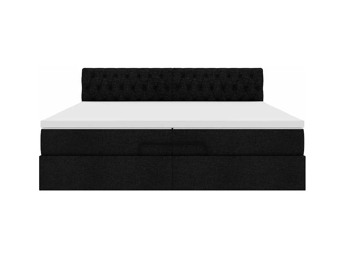 Cadre de lit ottoman avec matelas noir 200x200cm tissu