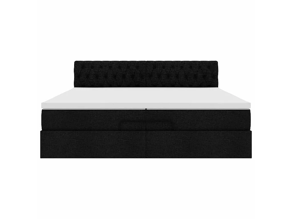 Struttura Letto Pouf con Materassi Nero 200x200 cm in Tessuto