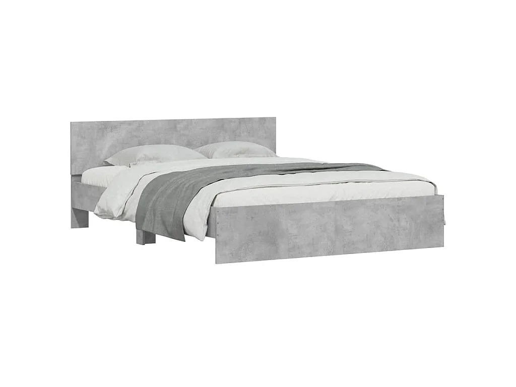 Giroletto con Testiera e LED Grigio Cemento 150x200 cm