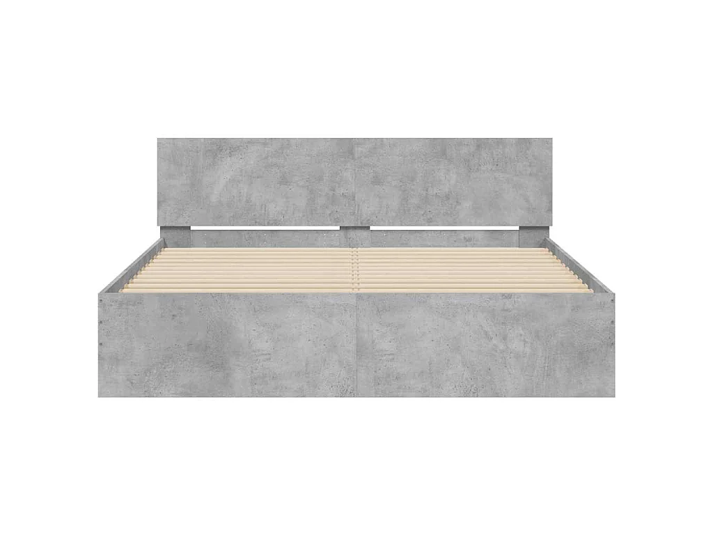 Giroletto con Testiera e LED Grigio Cemento 150x200 cm