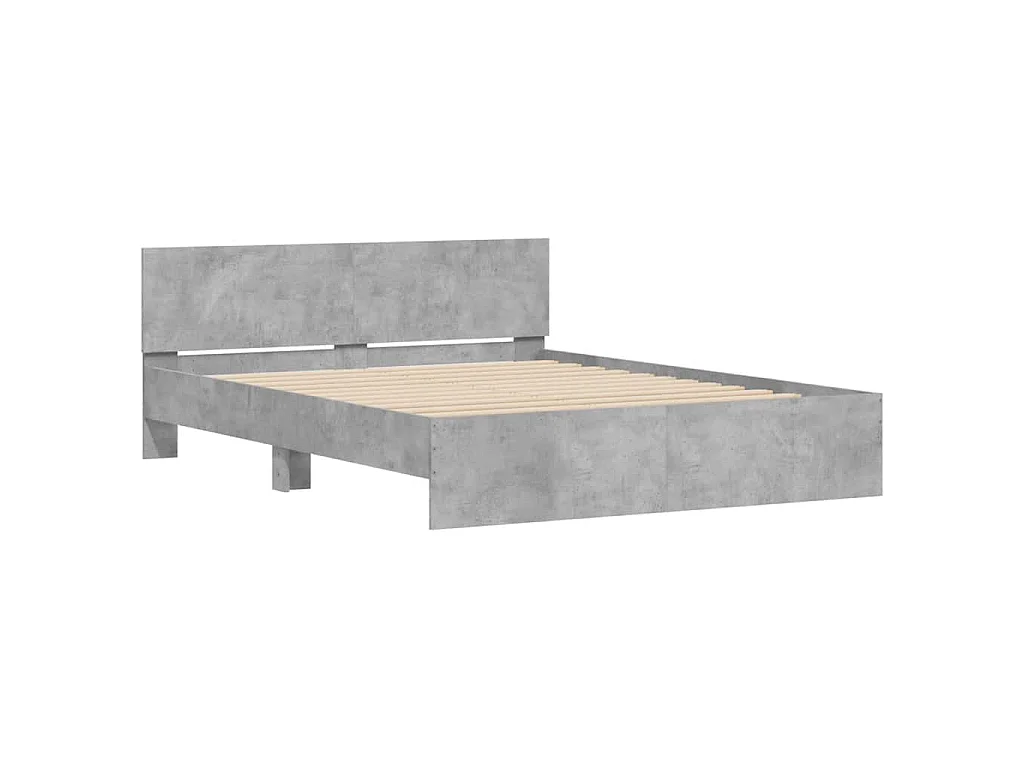 Giroletto con Testiera e LED Grigio Cemento 150x200 cm
