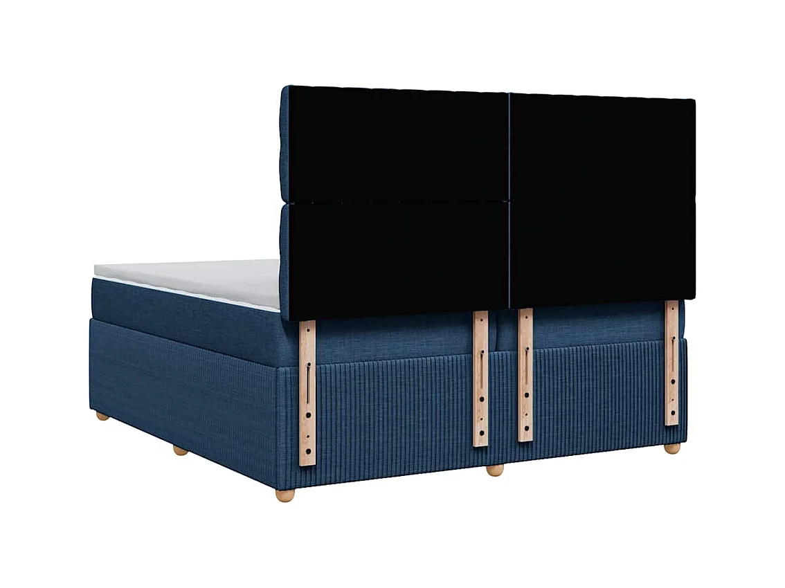 Sommier à lattes de lit avec matelas Bleu 200x200 cm Tissu