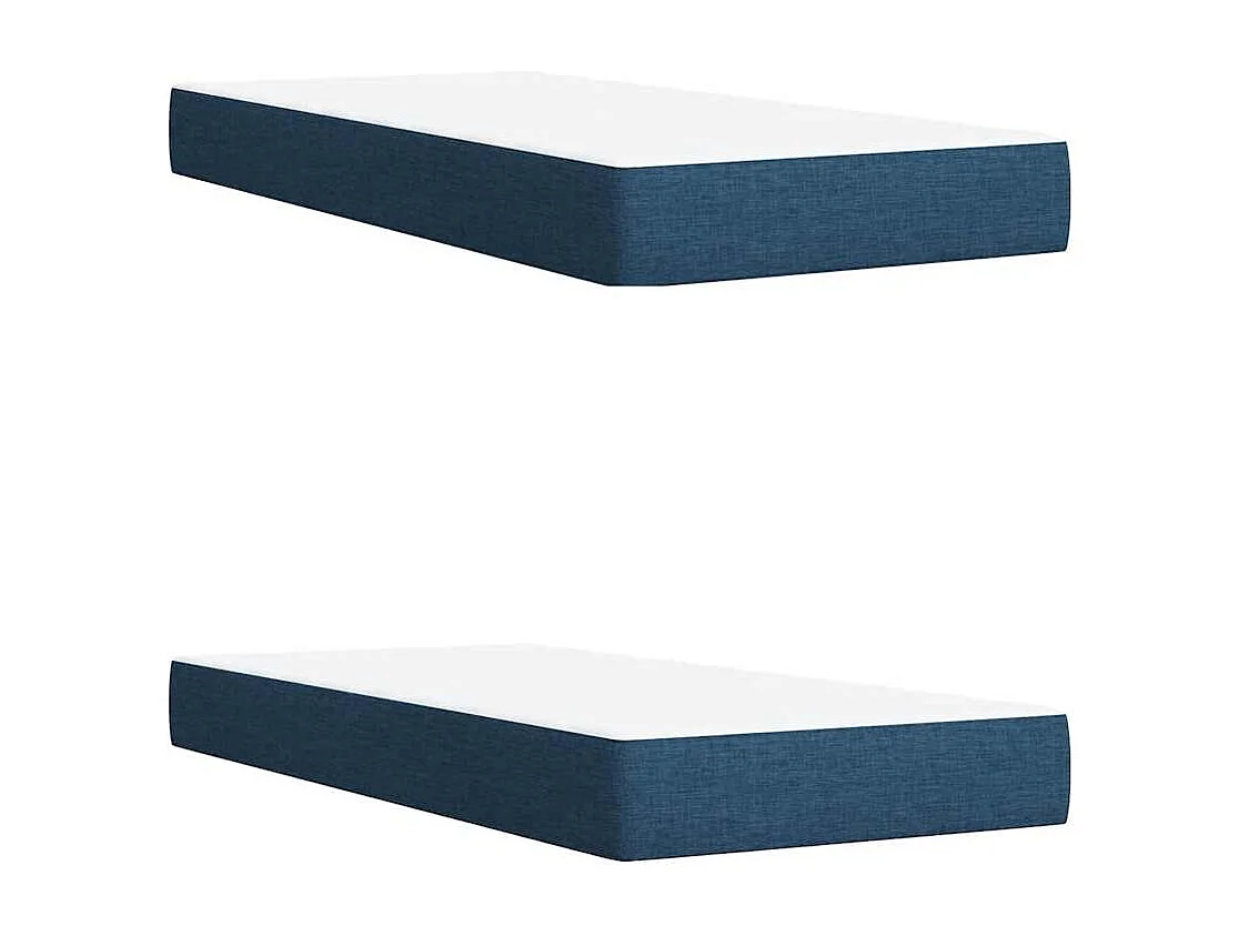Cama box spring con colchón tela azul 200x200 cm