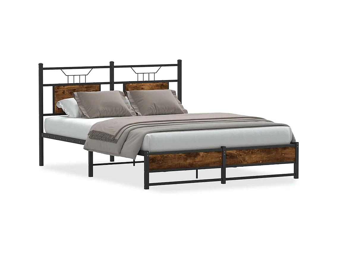 Cadre de lit sans matelas chêne fumé 150x200 cm bois ingénierie