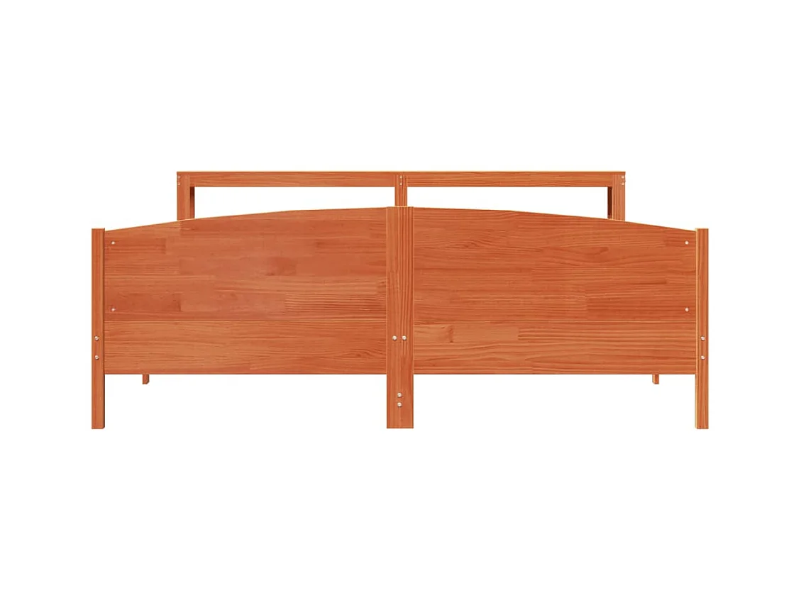 Cadre de lit sans matelas cire marron 200x200cm bois pin massif