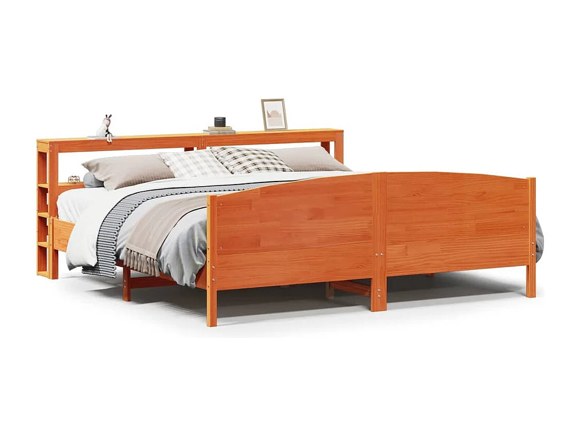 Letto senza Materasso Marrone Cera 200x200 cm in Legno di Pino