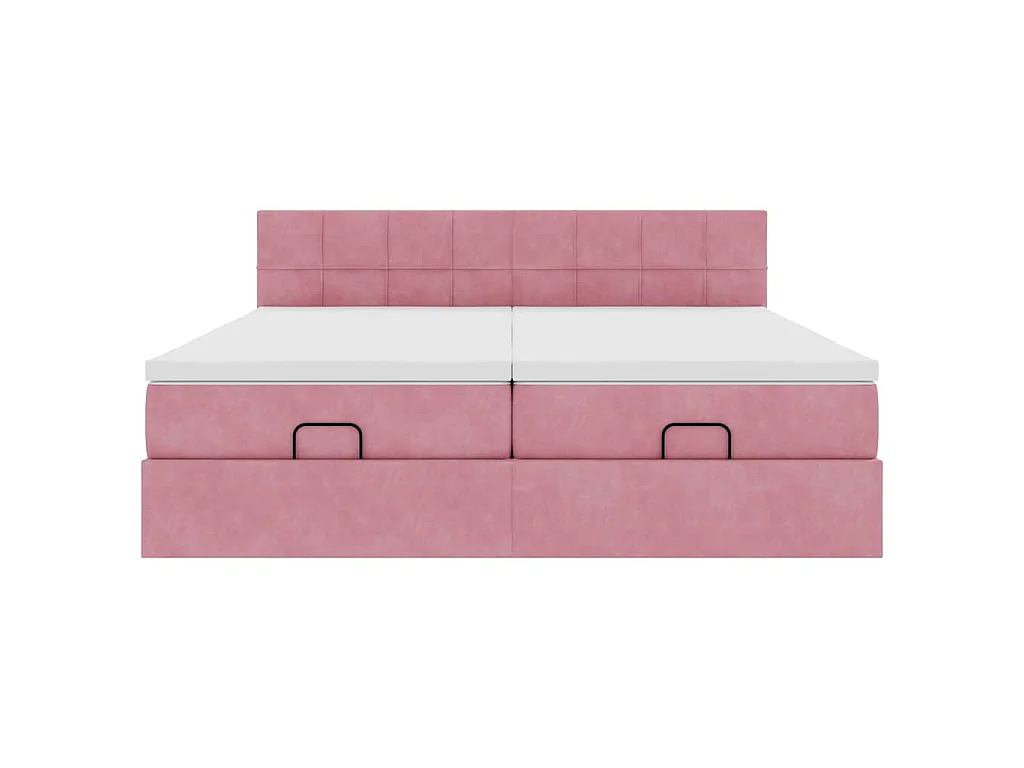 Struttura Letto Pouf con Materassi Rosa 200x200 cm Velluto