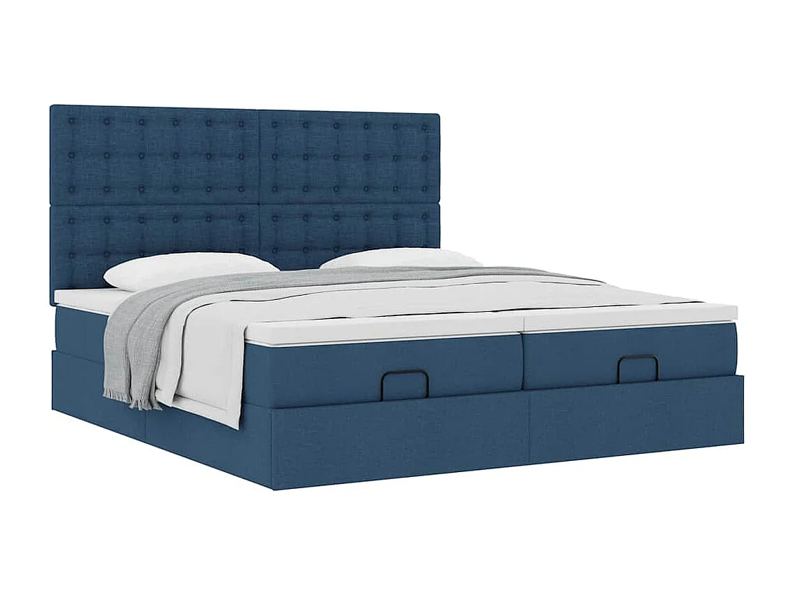 Ottoman-Bett mit Matratzen Blau 200x200 cm Stoff