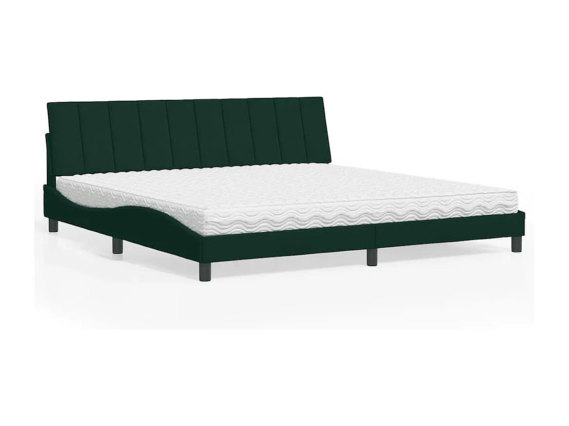 Letto con Materasso Hanko Verde Scuro 200x200 cm Velluto