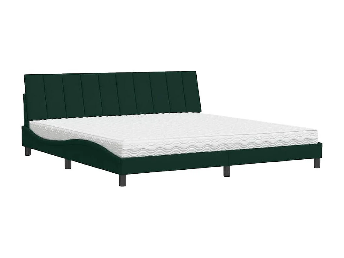 Letto con Materasso Hanko Verde Scuro 200x200 cm Velluto