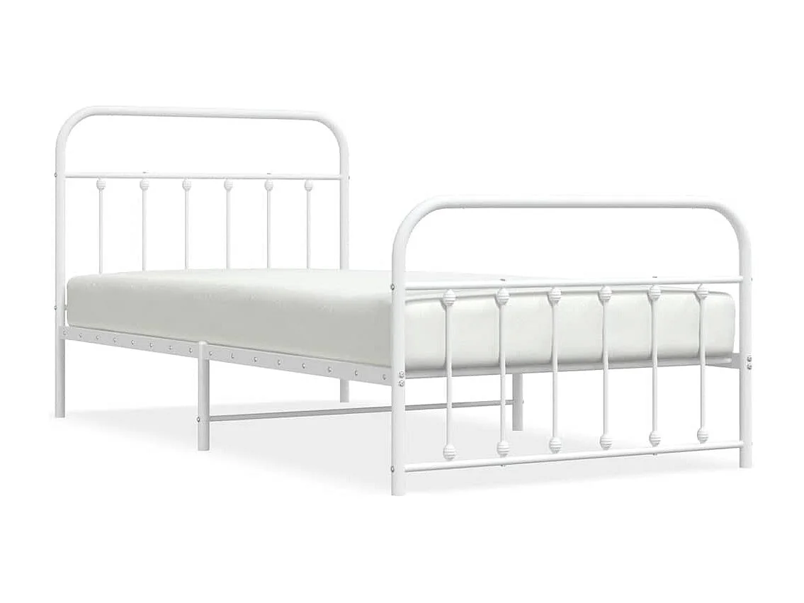 Bedframe met hoofd- en voeteneinde metaal wit 107x203 cm