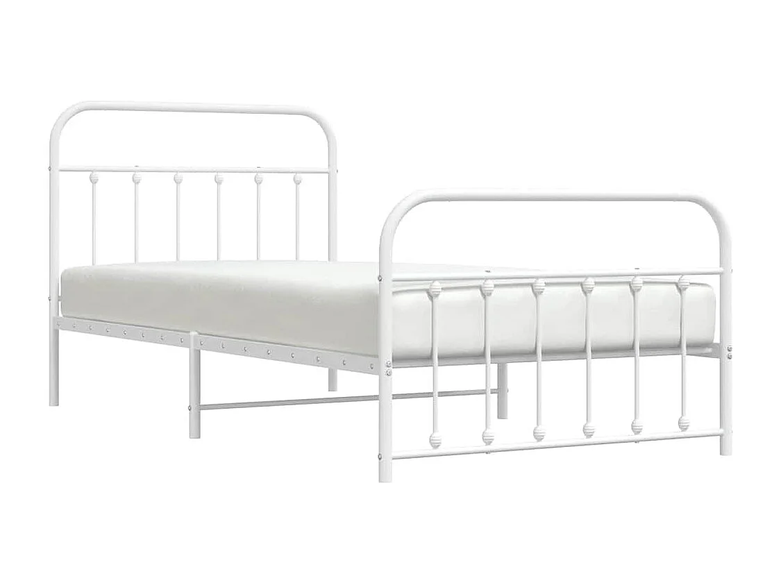Bedframe met hoofd- en voeteneinde metaal wit 107x203 cm