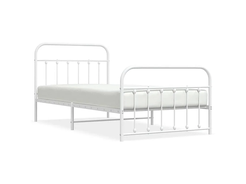 Bettgestell mit Kopf- und Fußteil Metall Weiß 107x203 cm