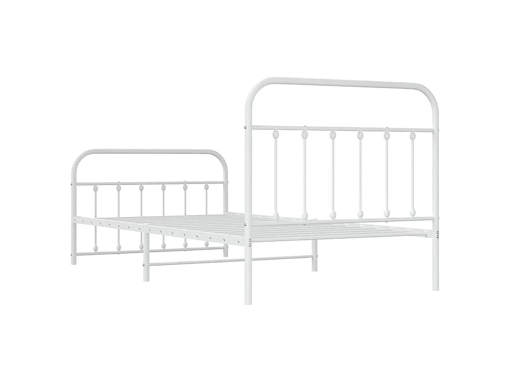Bettgestell mit Kopf- und Fußteil Metall Weiß 107x203 cm