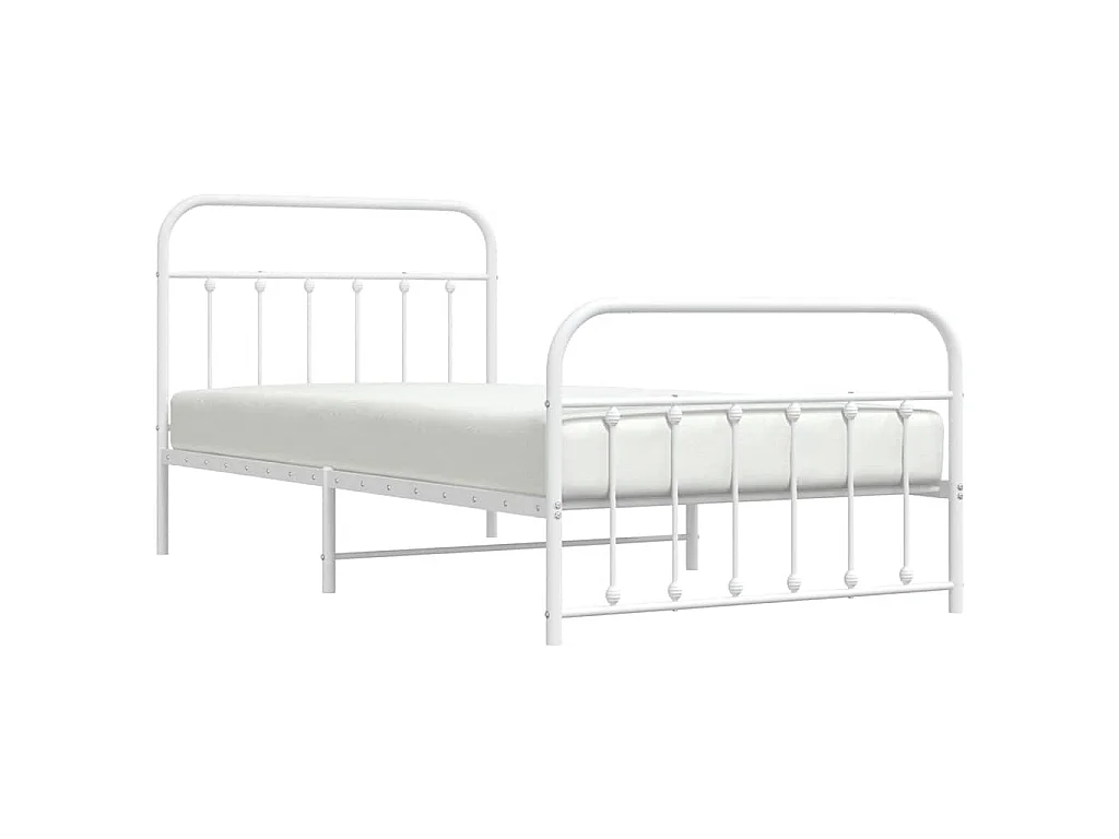 Bedframe met hoofd- en voeteneinde metaal wit 107x203 cm