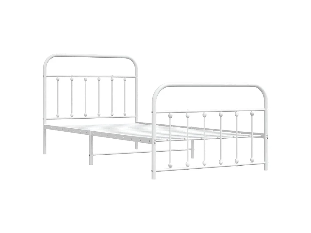 Bedframe met hoofd- en voeteneinde metaal wit 107x203 cm