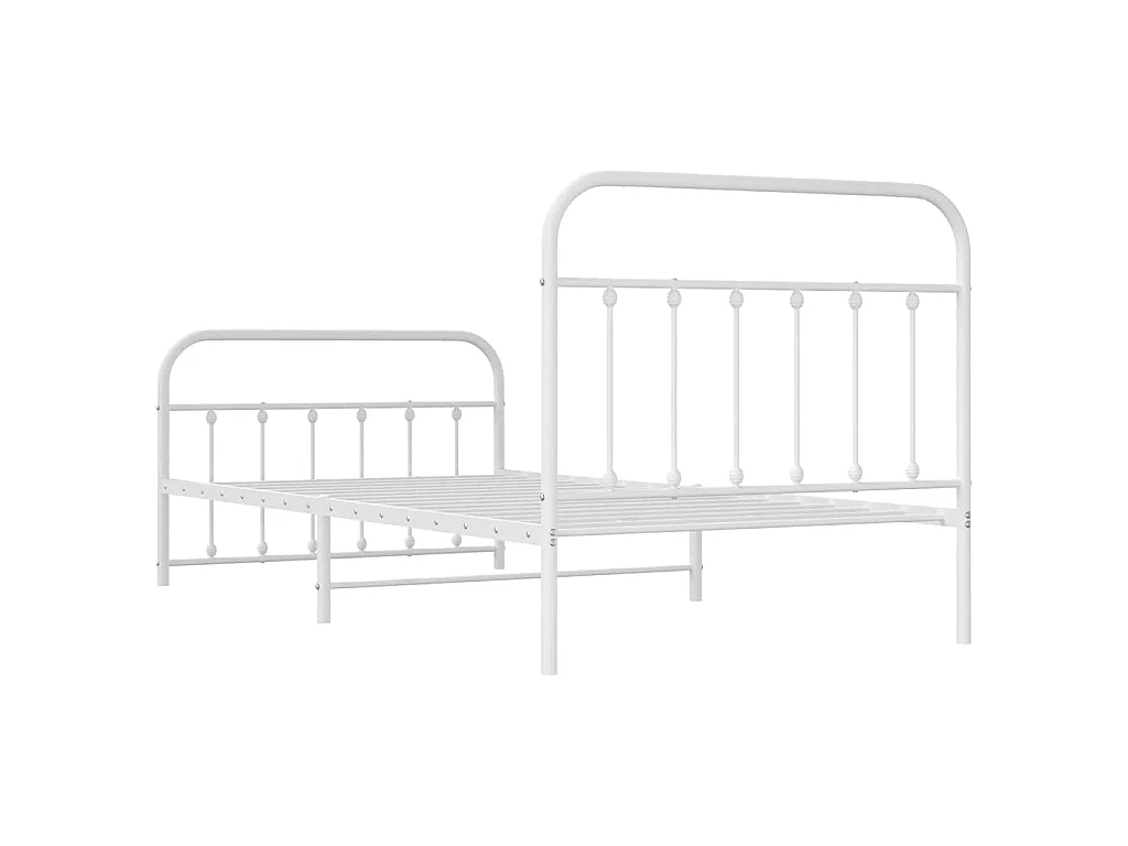 Bedframe met hoofd- en voeteneinde metaal wit 107x203 cm