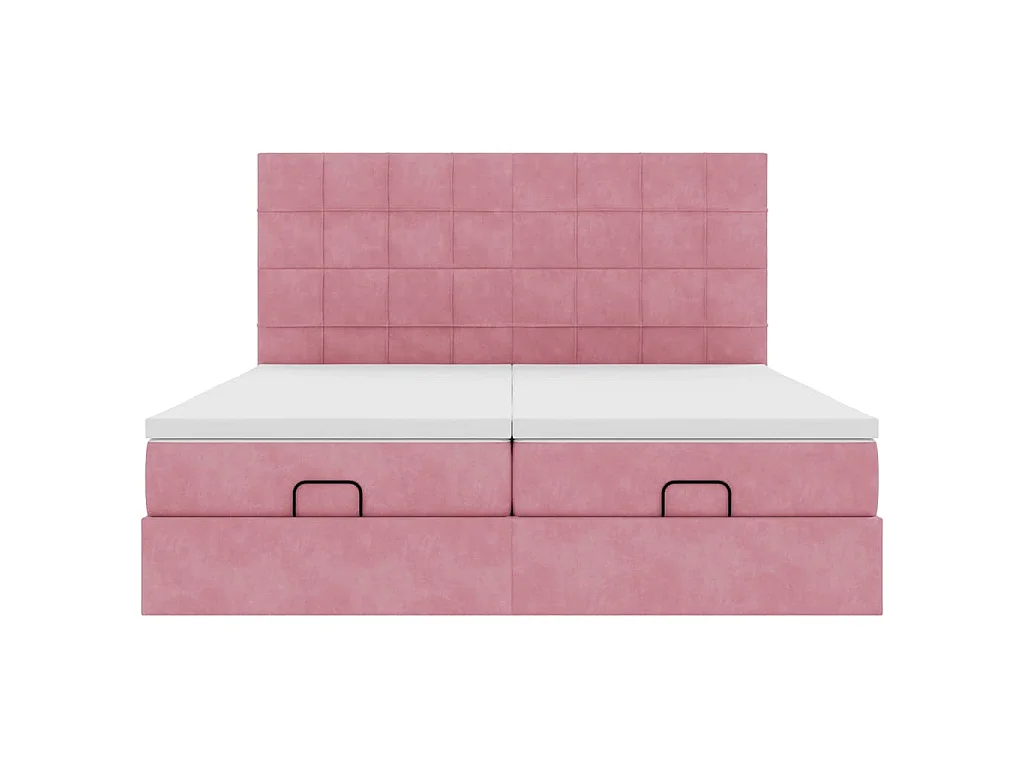 Ottoman bed met matrassen 200x200cm fluweel roze