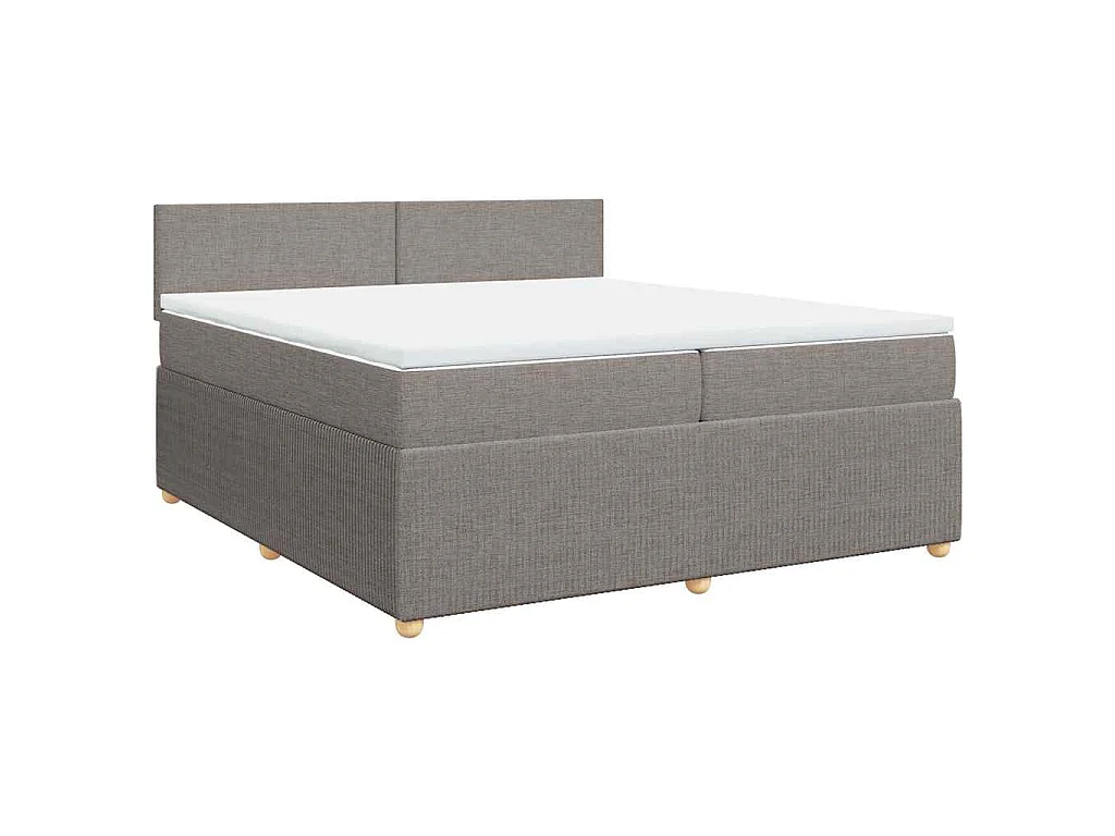 Cama box spring con colchón tela gris taupe 200x200 cm