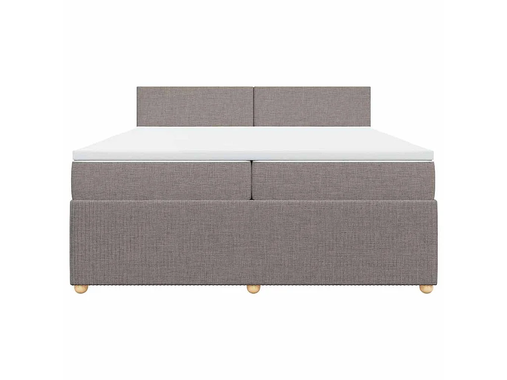 Cama box spring con colchón tela gris taupe 200x200 cm