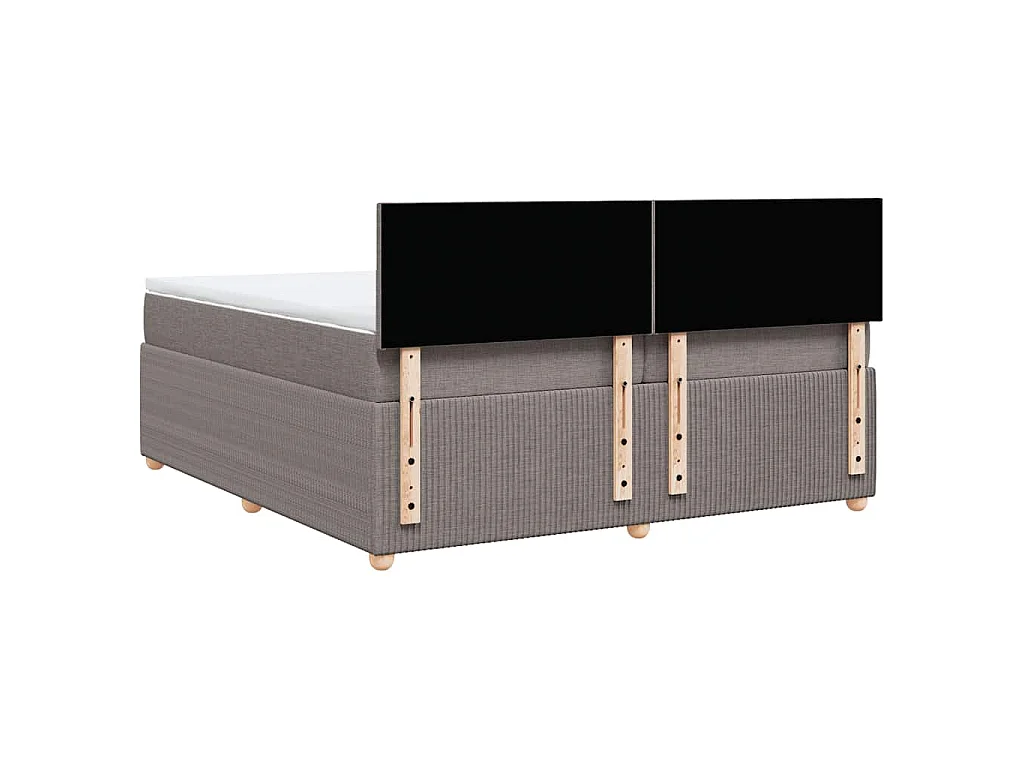 Cama box spring con colchón tela gris taupe 200x200 cm