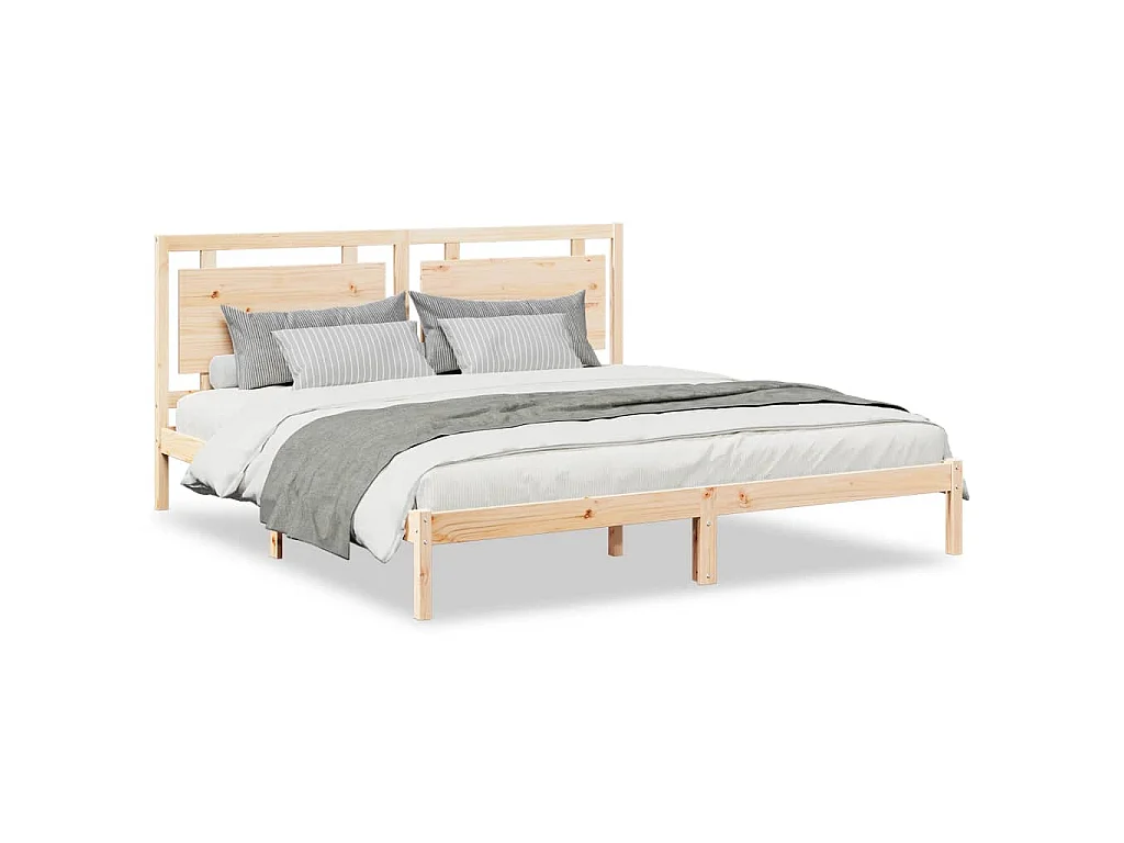 Cadre de lit extra long sans matelas 200x220 cm bois massif