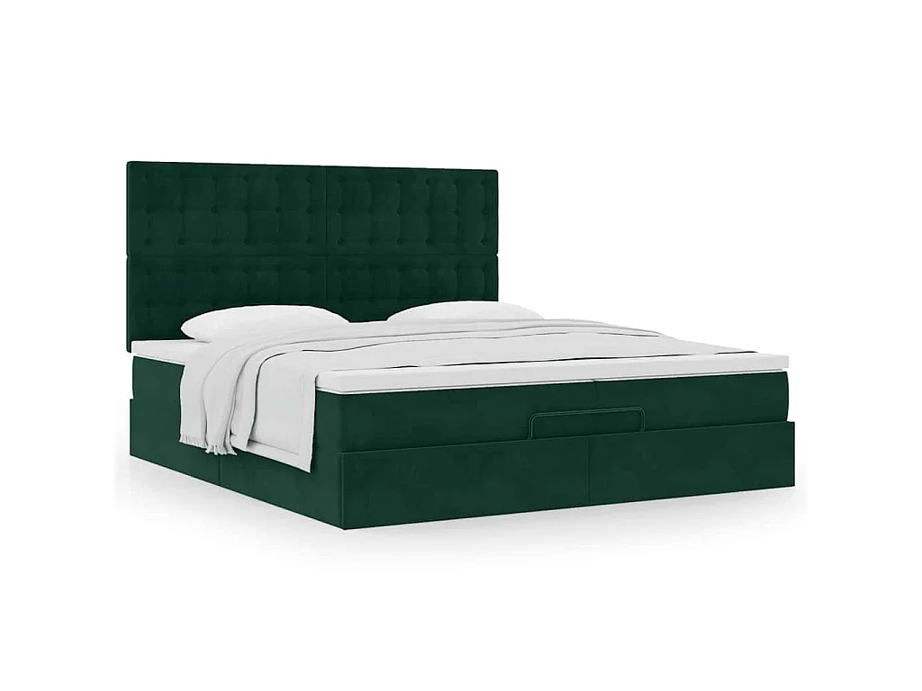 Ottoman bed met matrassen 200x200cm fluweel donkergroen