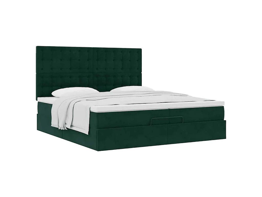 Ottoman bed met matrassen 200x200cm fluweel donkergroen