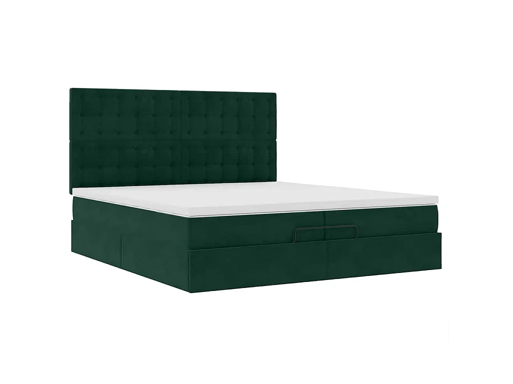 Ottoman bed met matrassen 200x200cm fluweel donkergroen