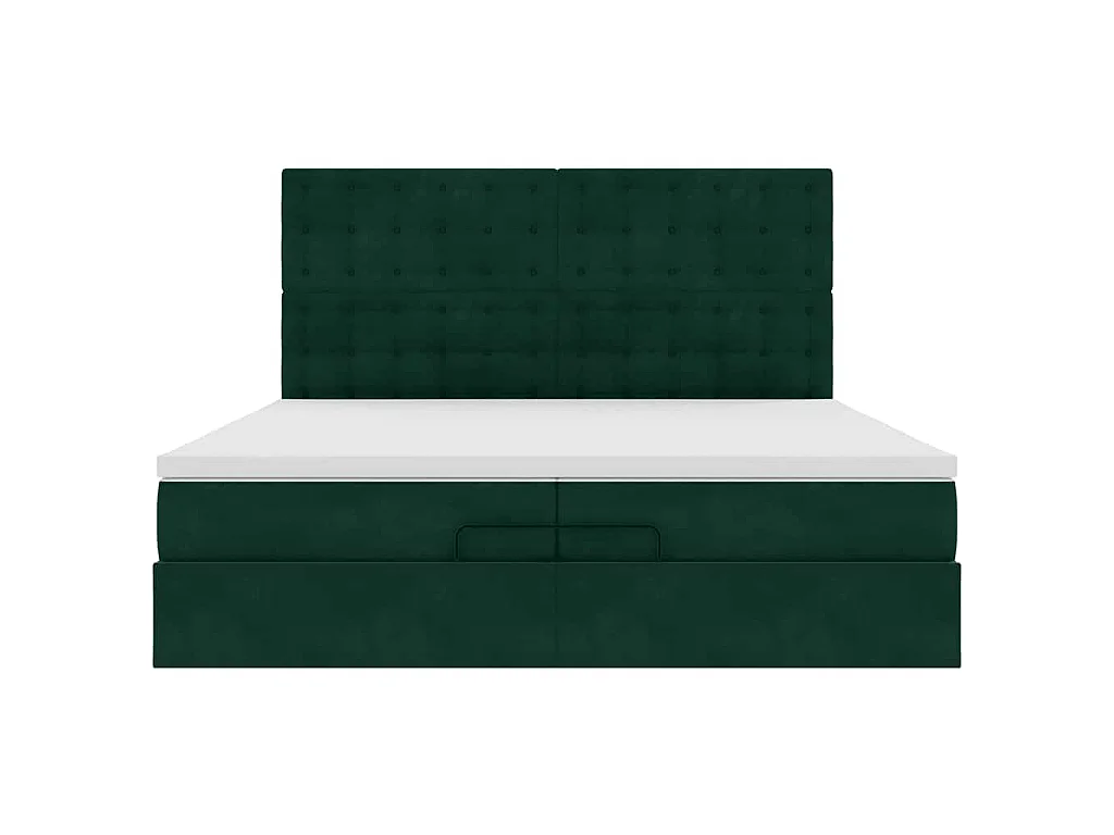 Ottoman bed met matrassen 200x200cm fluweel donkergroen