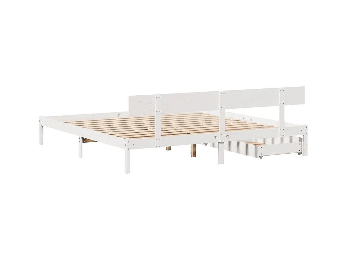 Cadre de lit sans matelas blanc 200x200 cm bois massif de pin
