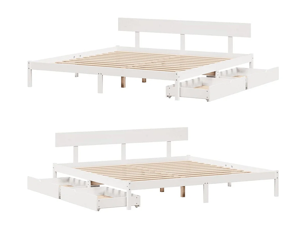 Massivholzbett ohne Matratze Weiß 200x200 cm Kiefernholz