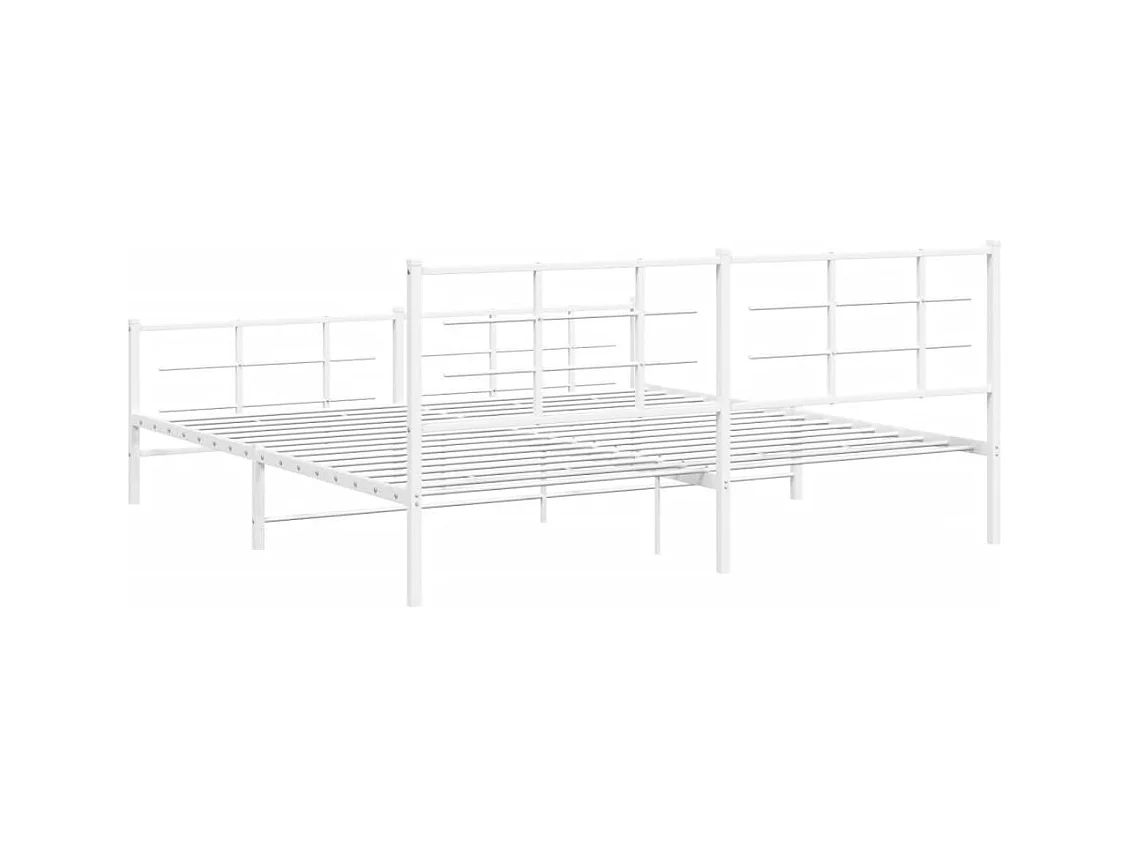 Bedframe met hoofd- en voeteneinde metaal wit 193x203 cm