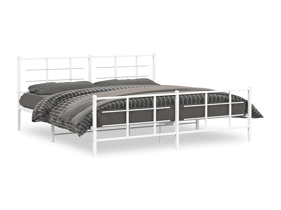 Estrutura de cama com cabeceira e pés 193x203 cm metal branco