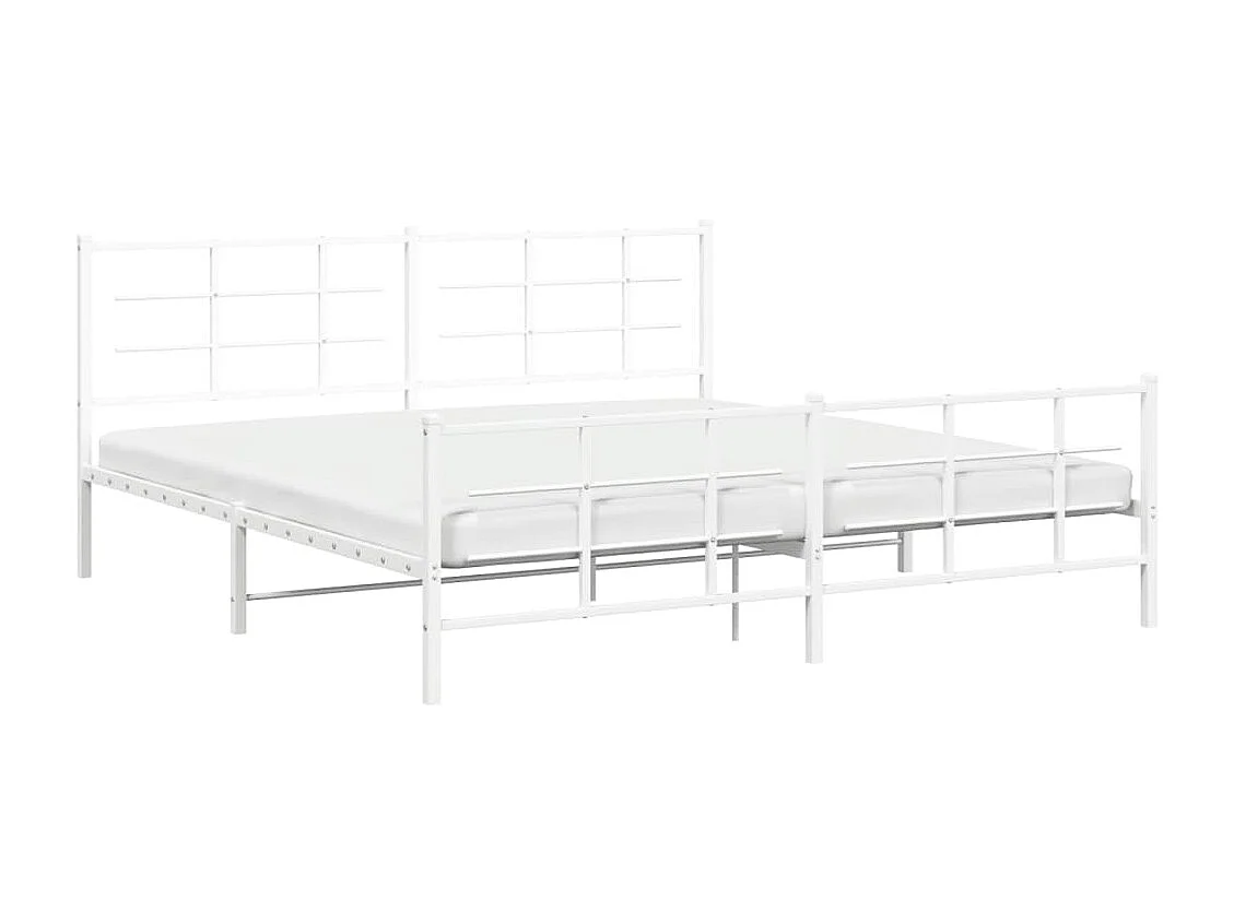Estrutura de cama com cabeceira e pés 193x203 cm metal branco