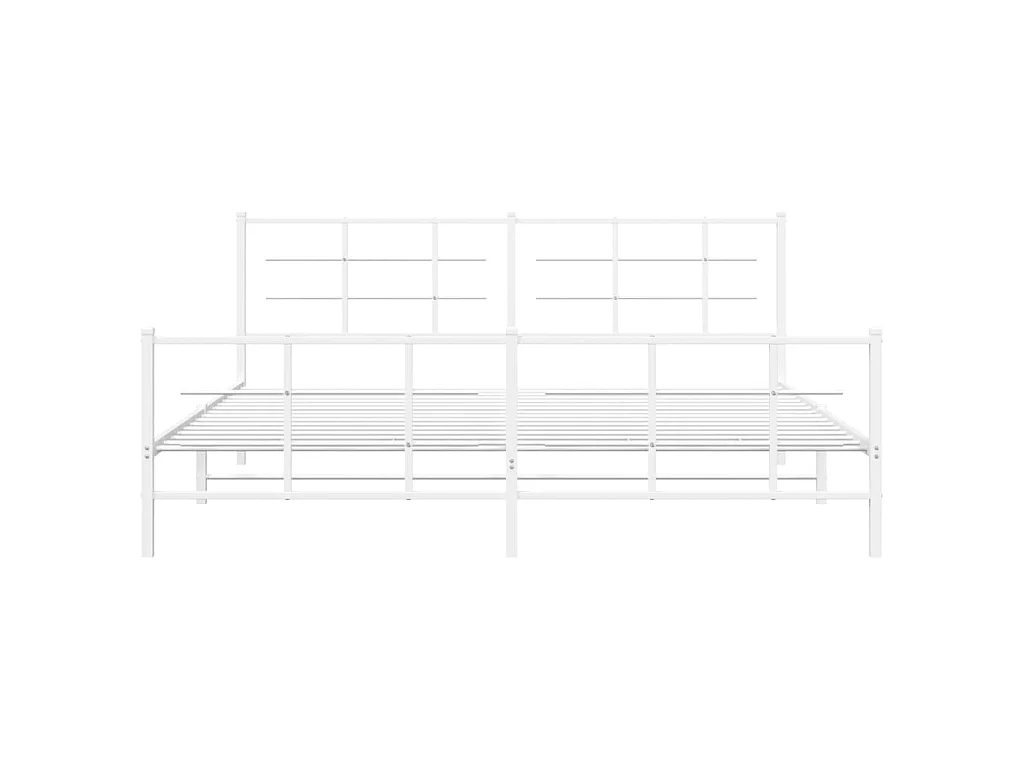 Cadre de lit métal sans matelas et pied de lit blanc 193x203 cm