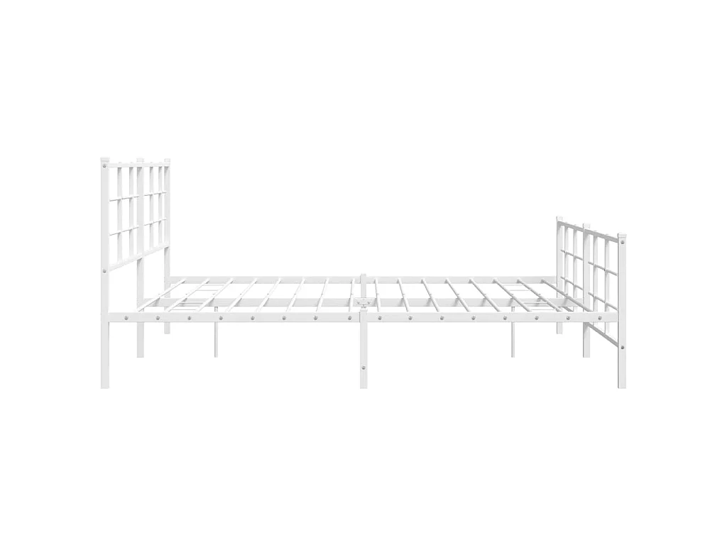 Cadre de lit métal sans matelas et pied de lit blanc 193x203 cm
