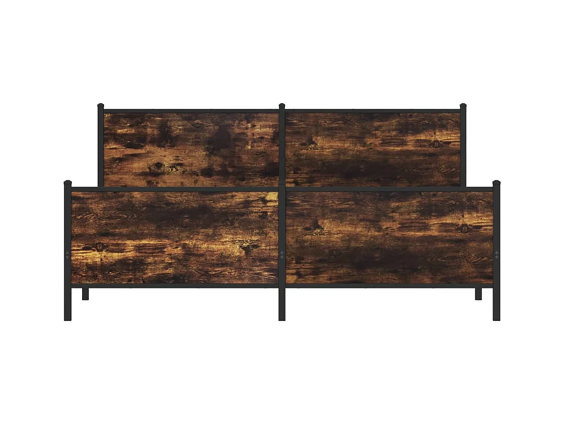 Cadre de lit en métal sans matelas chêne fumé 193x203 cm