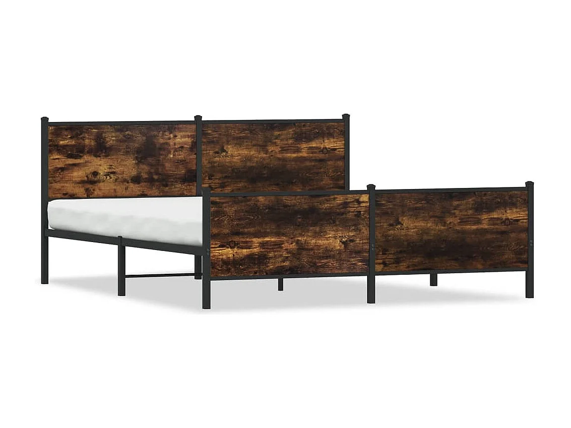 Estructura de cama sin colchón metal roble ahumado 193x203 cm