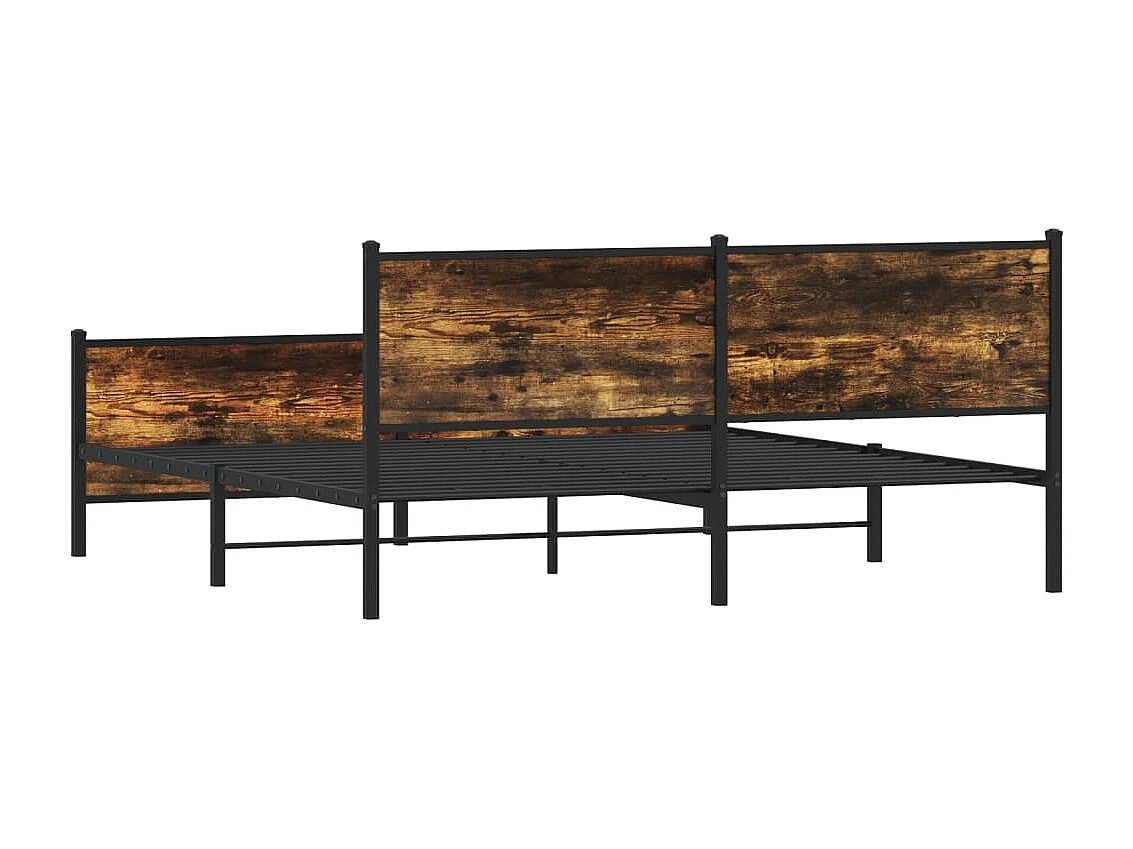 Estructura de cama sin colchón metal roble ahumado 193x203 cm