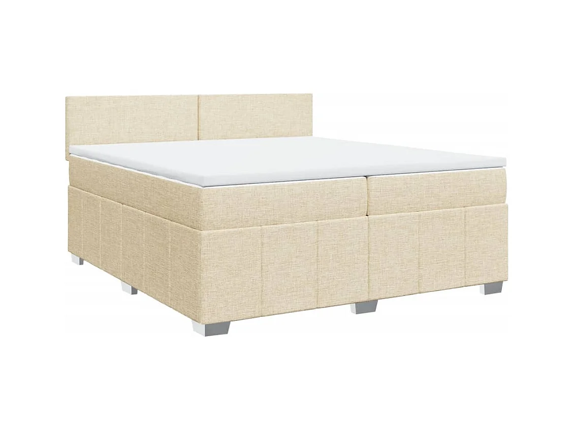 Boxspring met matras stof crèmekleurig 200x200 cm