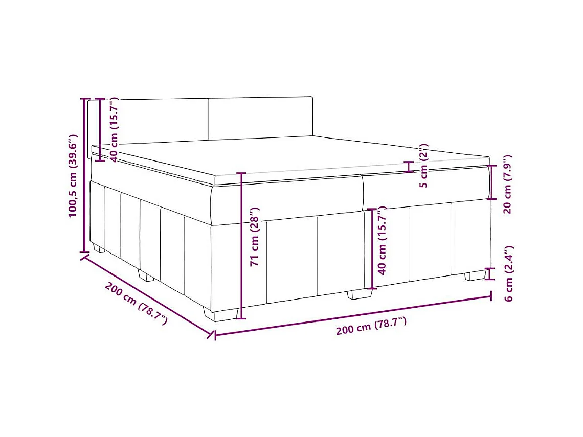 Boxspring met matras stof crèmekleurig 200x200 cm